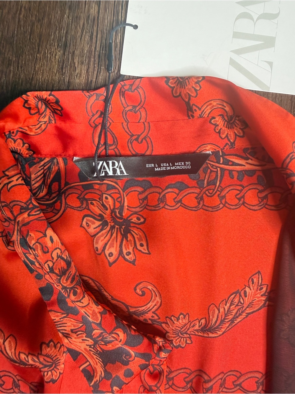 Zara NWT Scarf Print Tunic Shirt Dress Red Baroque Paisley Size L - Picture 8 of 13